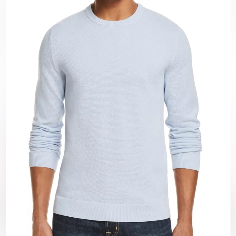 Theory Riland Crewneck Piqué Sweater in Light Blue Size XL